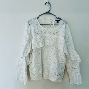 Simply Vera Vera Wang White Eyelet Ruffle Blouse